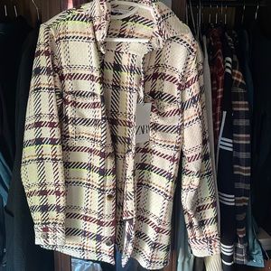 Neon trim plaid over shirt